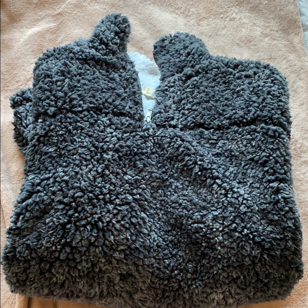 Grey fuzzy sweatshirt